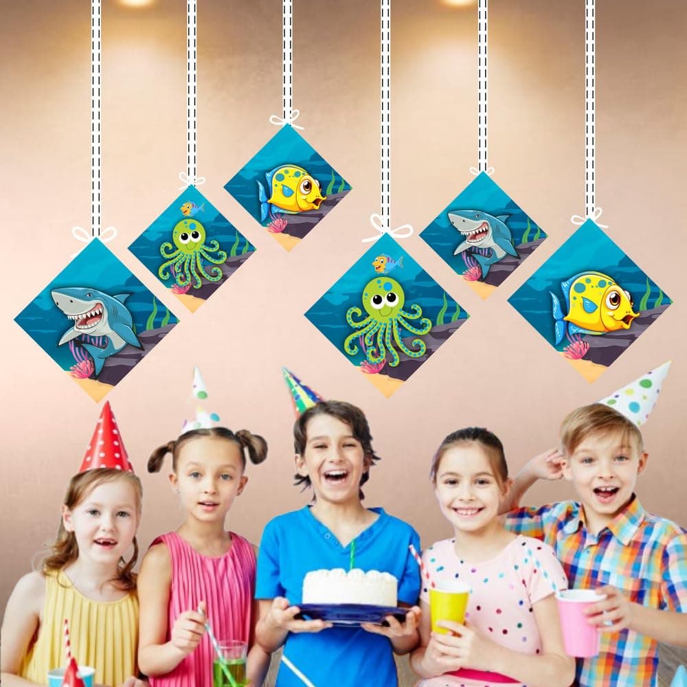 Balloonistics Ocean Underwater Theme Birthday Hanging Decorations Double-Sided Cardstock Cutouts Ocean Life Theme Party Decor for Kids (Hangings - Pack of 12) thumbnail 4