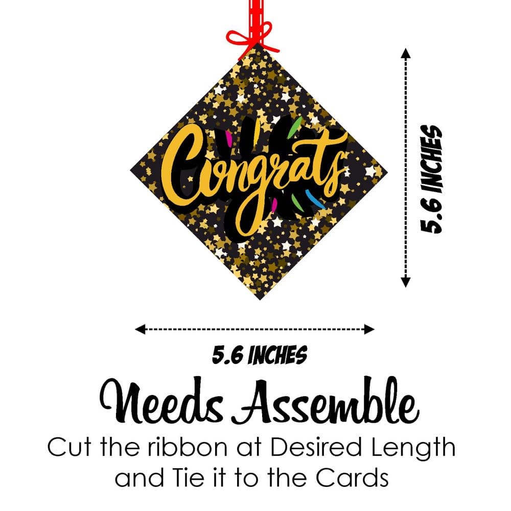 Balloonistics "Congrats" Theme Hanging Decorations (Pack of 12) - Double-Sided Cardstock Congratulations Bunting for Graduation, Promotions & Success Parties - Elegant Achievement Ceiling Decor with Ribbons (Hangings - Pack of 12) thumbnail 7