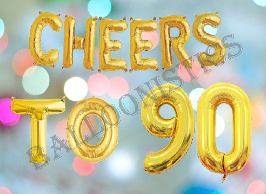 Balloonistics Cheers to Ninety Foil Balloon Combo Number 90 Foil balloon for Birthday and Anniversary thumbnail 3