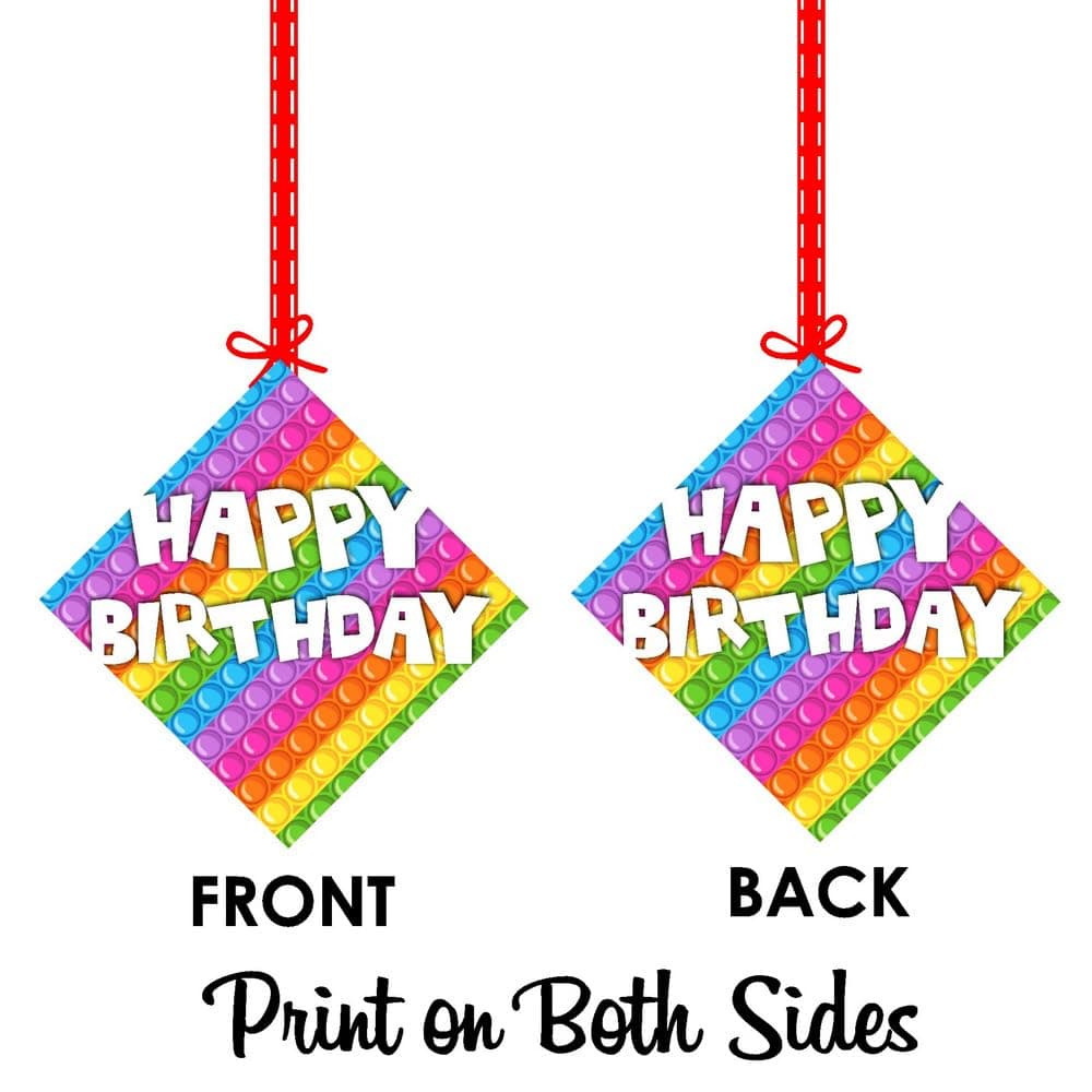Balloonistics Pop It Theme Happy Birthday Hanging Decorations - Pack of 12 Double-Sided Cardstock Cutouts with Hanging Ribbons - Vibrant Fidget Toy Party Decor for Ceiling, Walls & Windows (Hangings - Pack of 12) thumbnail 8