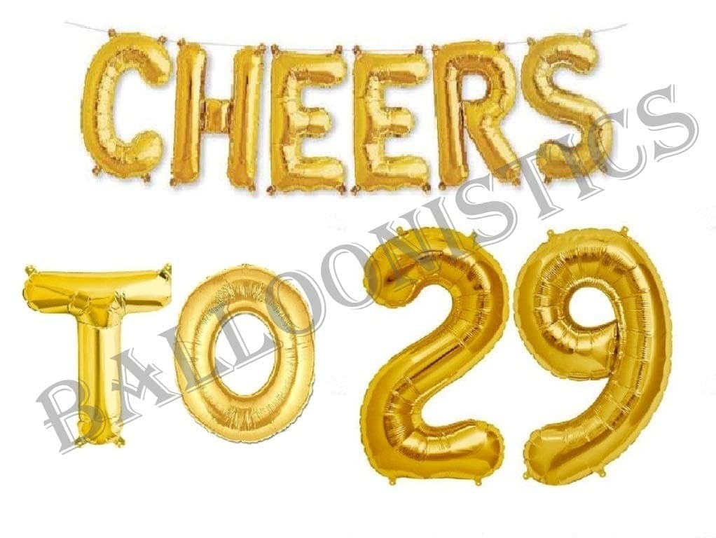 Balloonistics Cheers to Twenty Nine Foil Balloon Combo – “Cheers to 29” & Number 29 Foil Balloon Set for 29th Birthday & Last Year of Twenties Party Decorations thumbnail 1