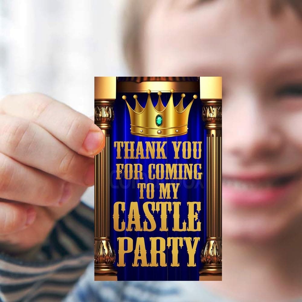 Balloonistics Prince Theme Thank You Cards for Return Gifts Party Premium Cardstock Cards for Boys, Kids Birthday (Thank you Cards - Pack of 20) thumbnail 1