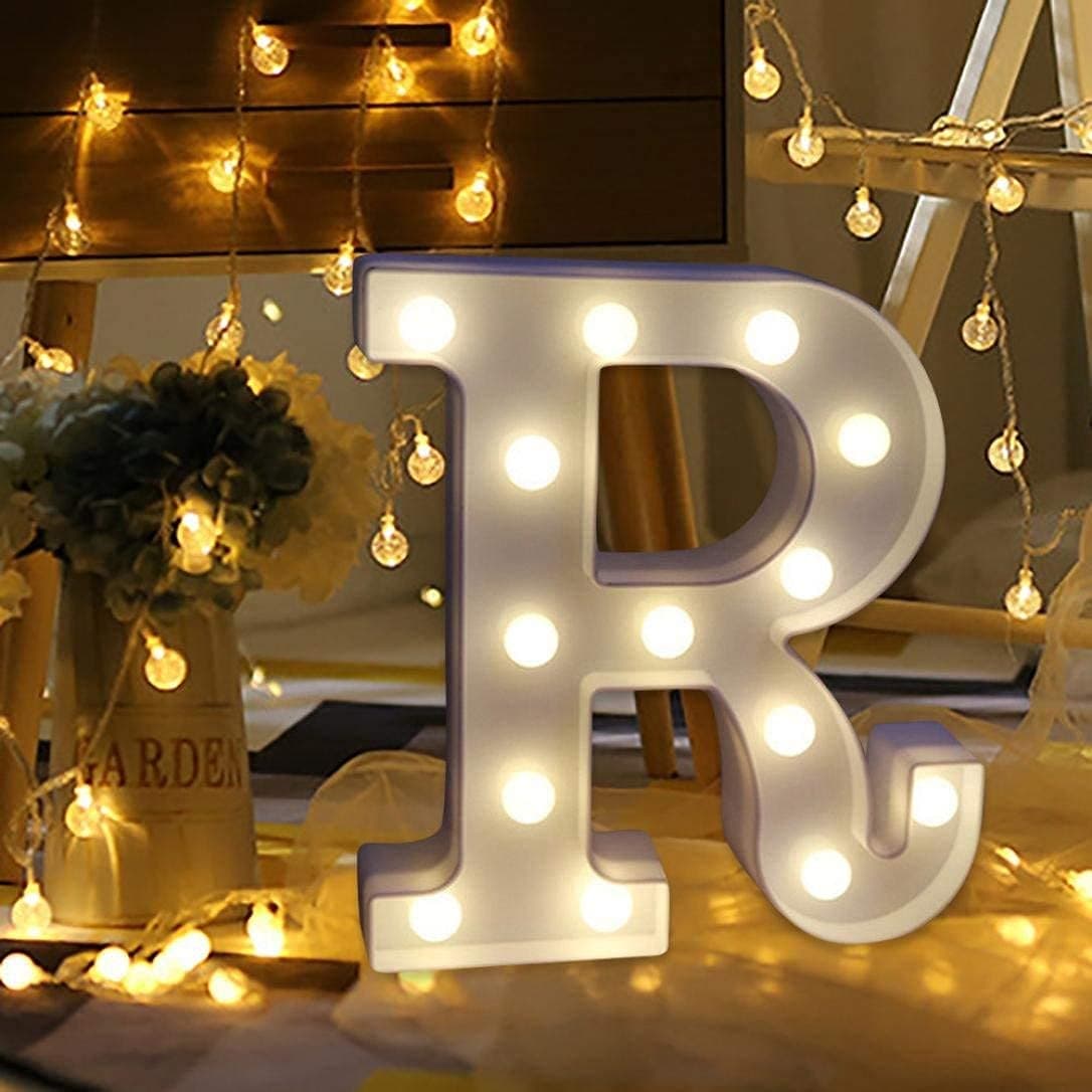Balloonistics LED Marquee Letter 'R' Light | 9-Inch Warm White Glow | Cordless Battery-Operated Standing Alphabet Sign for Birthdays, Weddings, Nurseries & Personalised Home Décor thumbnail 1