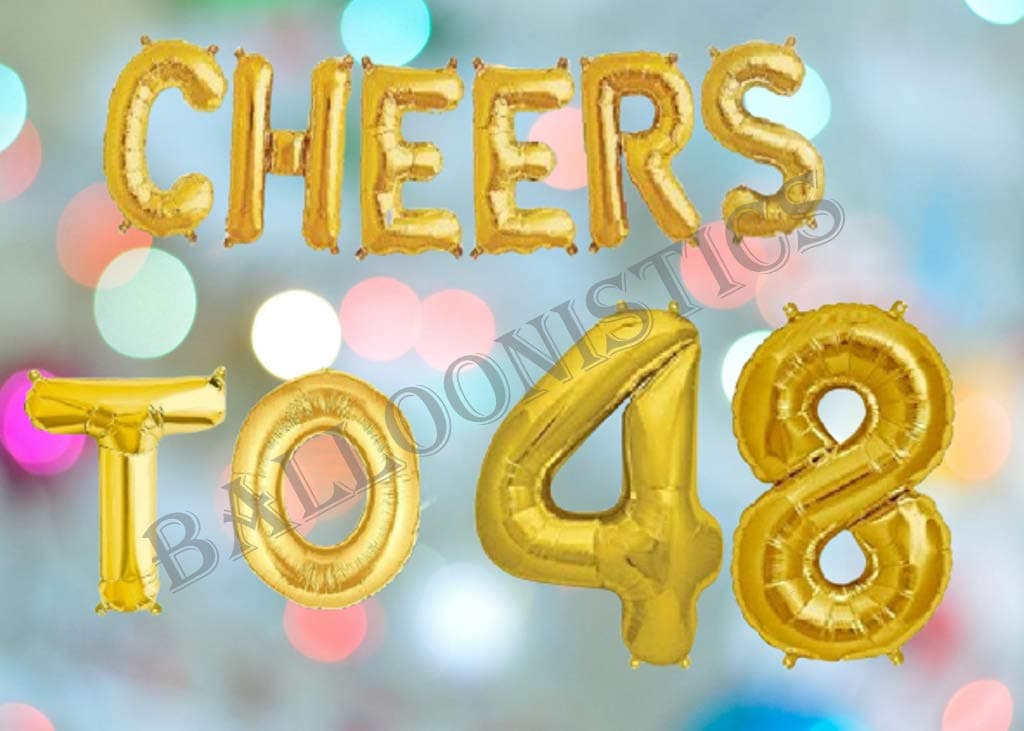 Balloonistics Cheers to Forty Eight Foil Balloon Combo – “Cheers to 48” & Number 48 Foil Balloon Set for 48th Birthday & Anniversary Party Decorations thumbnail 2