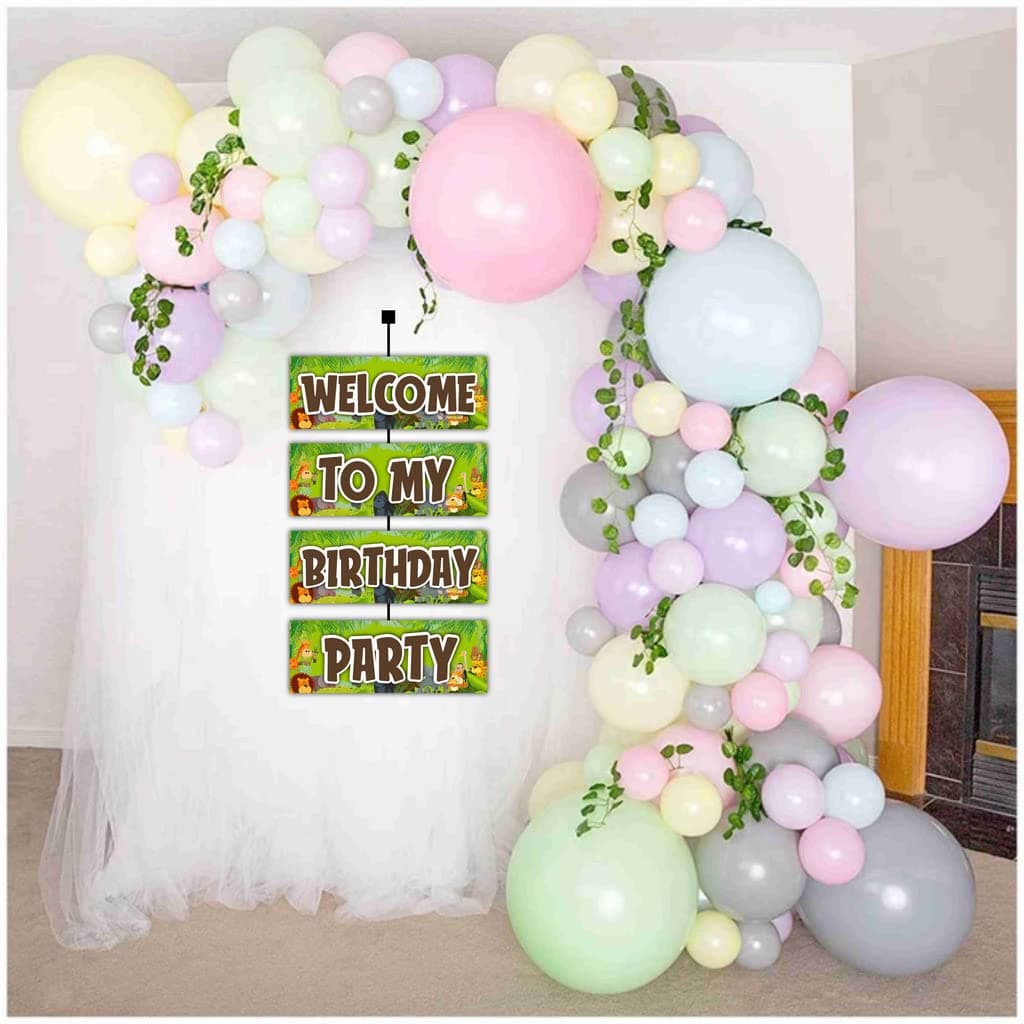 Balloonistics Jungle Animals Welcome Board - 2.3 Feet Cardstock Vertical Hanging Decorations for Indoor & Outdoor Zoo Birthday Backdrop (Welcome Outdoor Board) thumbnail 4