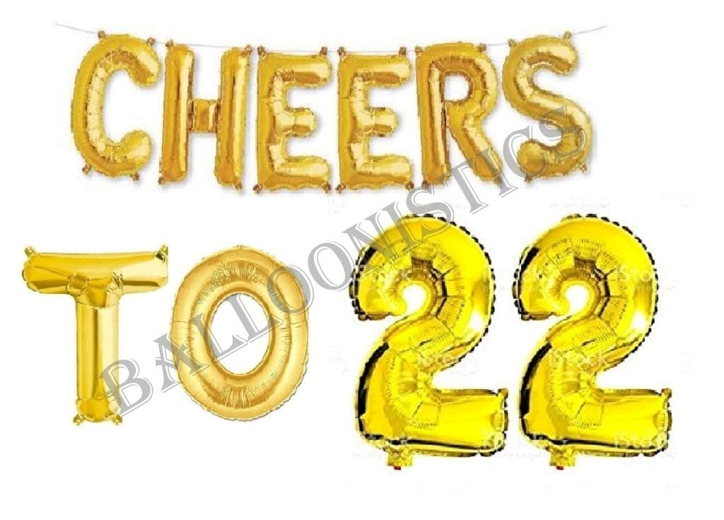 Balloonistics Cheers to Twenty Two Foil Balloon Combo – “Cheers to 22” & Number 22 Foil Balloon Set for 22nd Birthday & Anniversary Party Decorations thumbnail 1