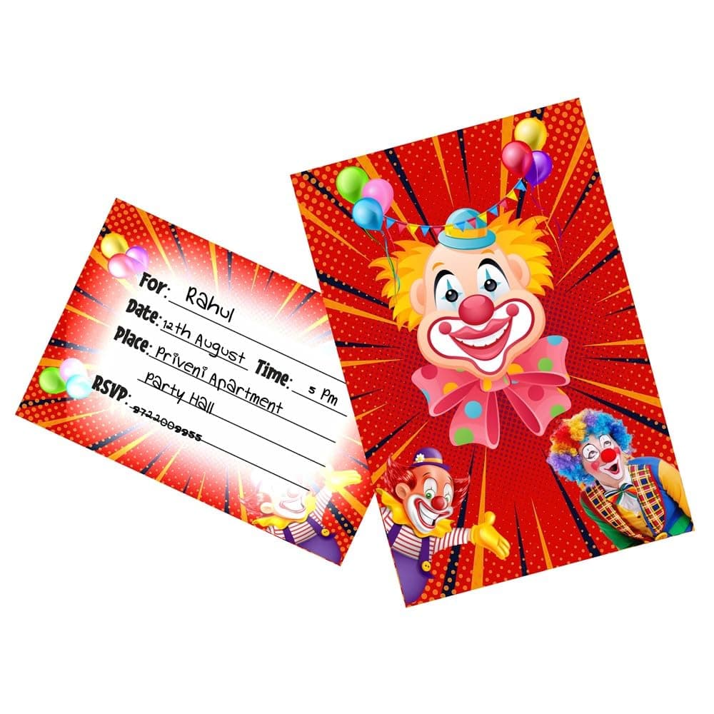Balloonistics Joker Theme Birthday Invitation Cards - Pack of 10 Grinning Villain Party Invites - Premium Cardstock Purple & Green "Fill-in" Invitations, Gotham City Chaos Birthday Supplies (Invite Cards - Pack of 10) thumbnail 1