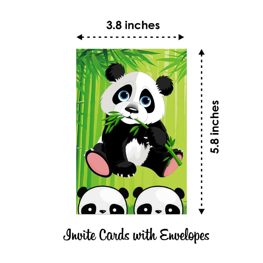 Panda Theme Birthday Invitation Cards - Pack of 10 - Double-Sided Premium Cardstock Invites for Kids - Cute Panda Bear & Bamboo Jungle Party Stationery for Boys & Girls (Invite Cards - Pack of 10) thumbnail 6