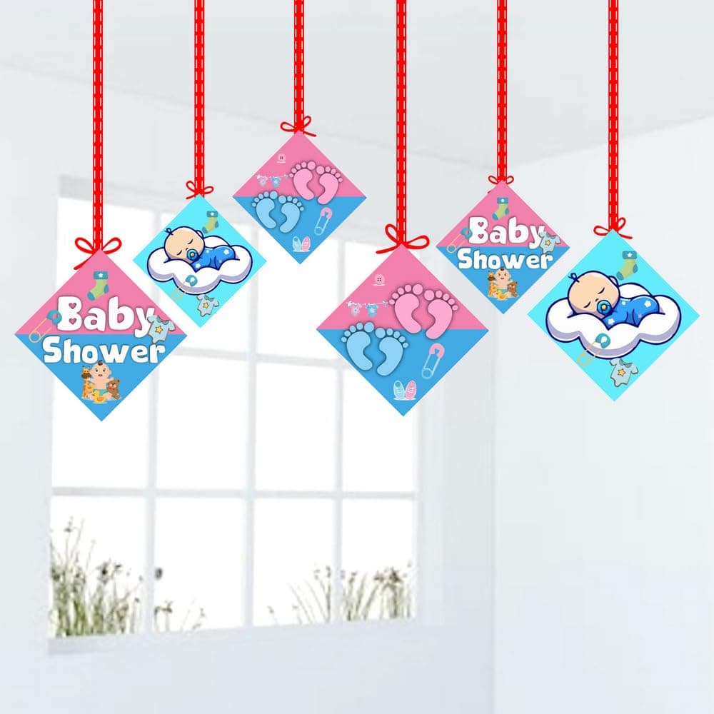Balloonistics Baby Shower Welcome Banner - Large Cardstock "Welcome" Bunting with Elegant Pastel & Gold Accents - for Boys & Girls, Nursery Theme Entrance Decorations (Hangings - Pack of 12) thumbnail 1