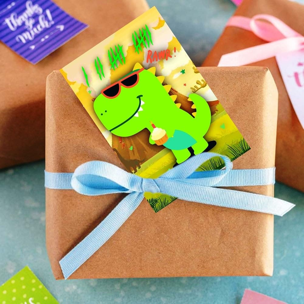 Balloonistics Dinosaur Theme Birthday Invitation Cards Premium Double-Sided Cardstock Dino Theme Invites Roar Party for Kids Birthday (Invite Cards - Pack of 10) thumbnail 3