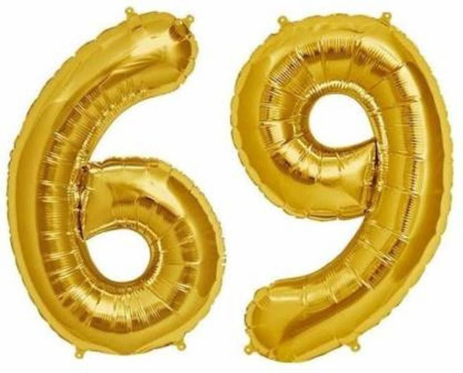 Balloonistics Gold Foil Number 69 Balloon – 16 Inch Golden Foil Number for Custom Age, Year & Phrase Party Decoration (Number 69) thumbnail 1