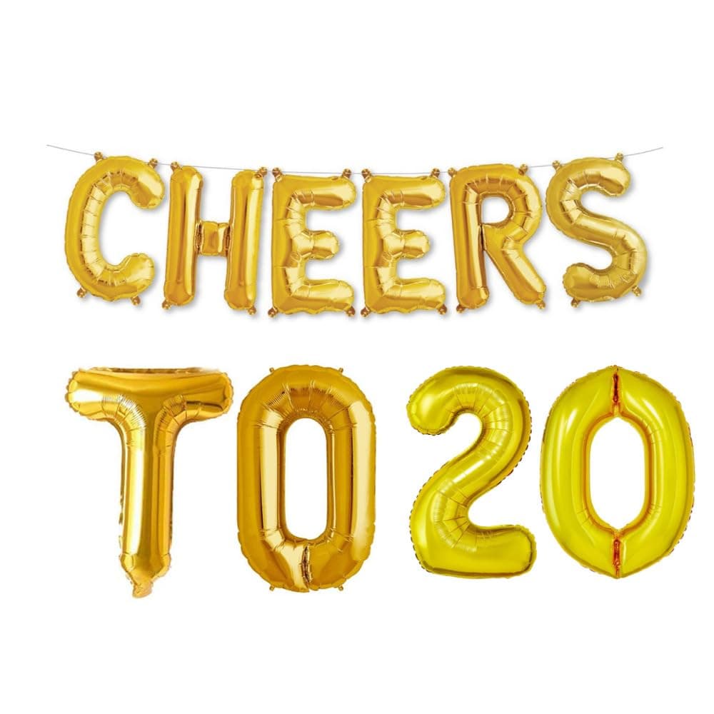 Balloonistics Cheers to Twenty Foil Balloon Combo – “Cheers to 20” & Number 20 Foil Balloon Set for 20th Birthday & Second Decade Milestone Party Decorations thumbnail 1