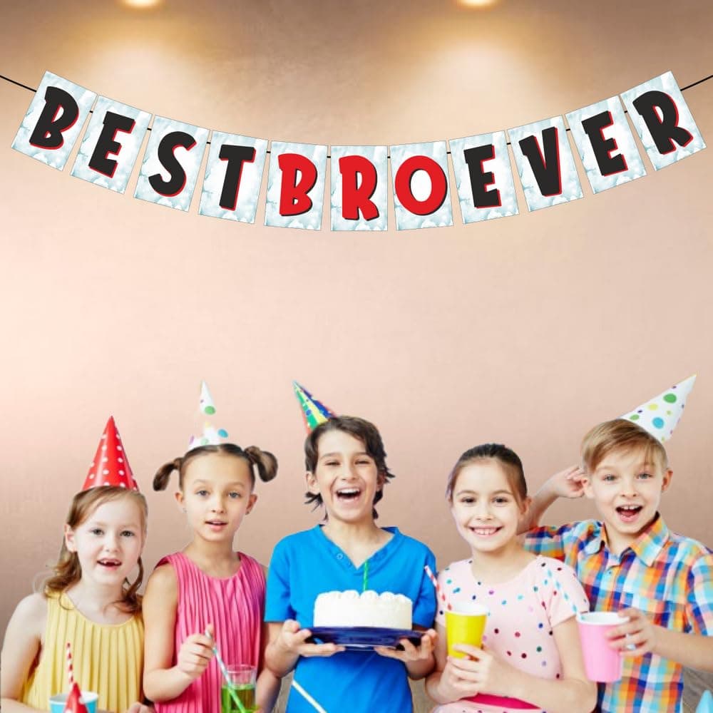 Balloonistics Best Bro Ever Banner – Premium Cardstock Bunting for Brother's Birthday & Brother Appreciation Party Decoration thumbnail 3