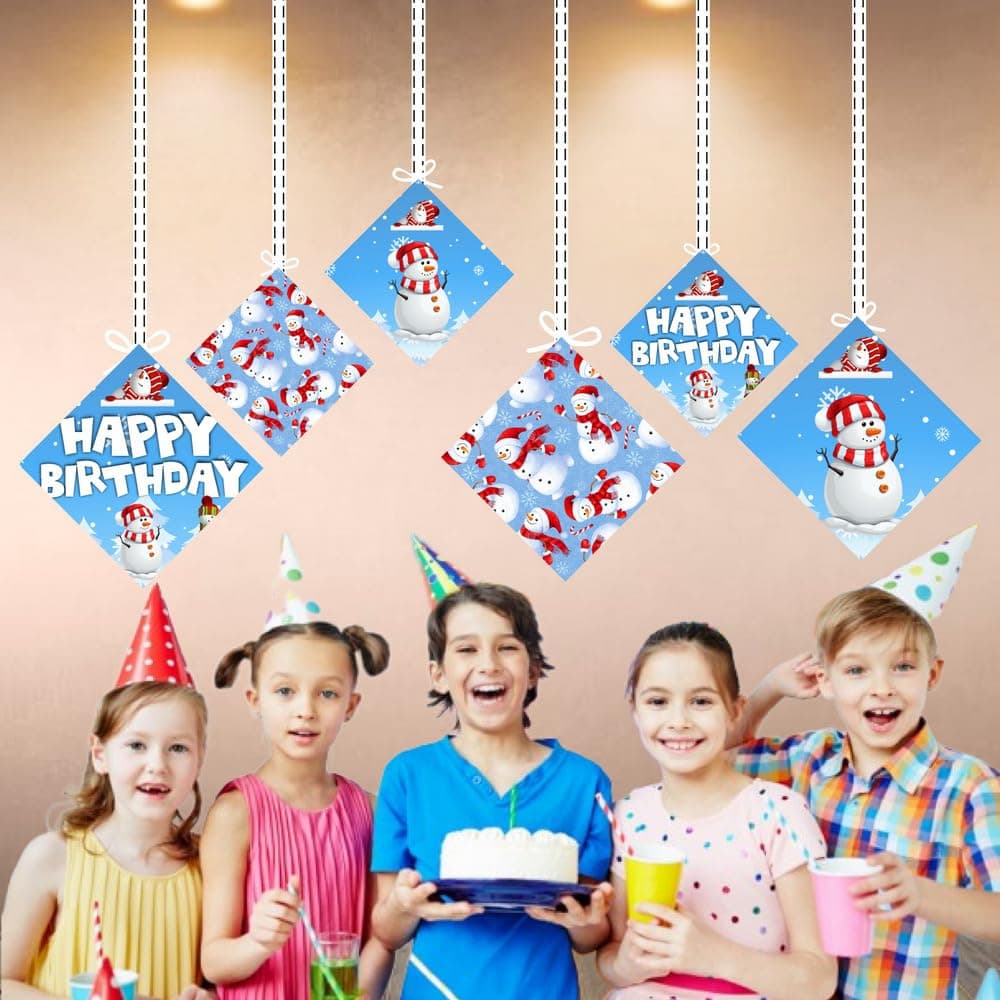Balloonistics Snowman Theme Hanging Swirls - Pack of 12 Double-Sided Cardstock Streamers - Winter Wonderland Birthday Decorations, Frosty Snowman Ceiling Decor, Holiday Season Party Hangers (Hangings - Pack of 12) thumbnail 4