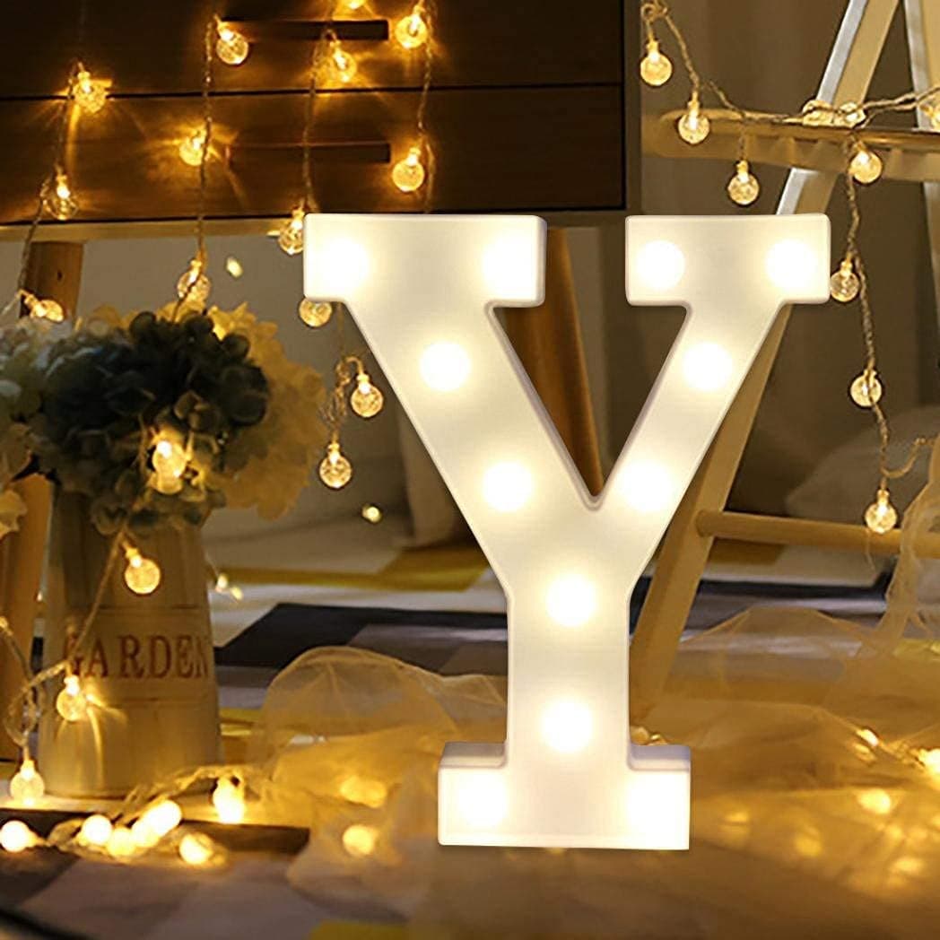 Balloonistics LED Marquee Letter 'Y' Light | 9-Inch Warm White Glow | Cordless Battery-Operated Standing Alphabet Sign for Birthdays, Weddings, Nurseries & Personalised Home Décor thumbnail 1
