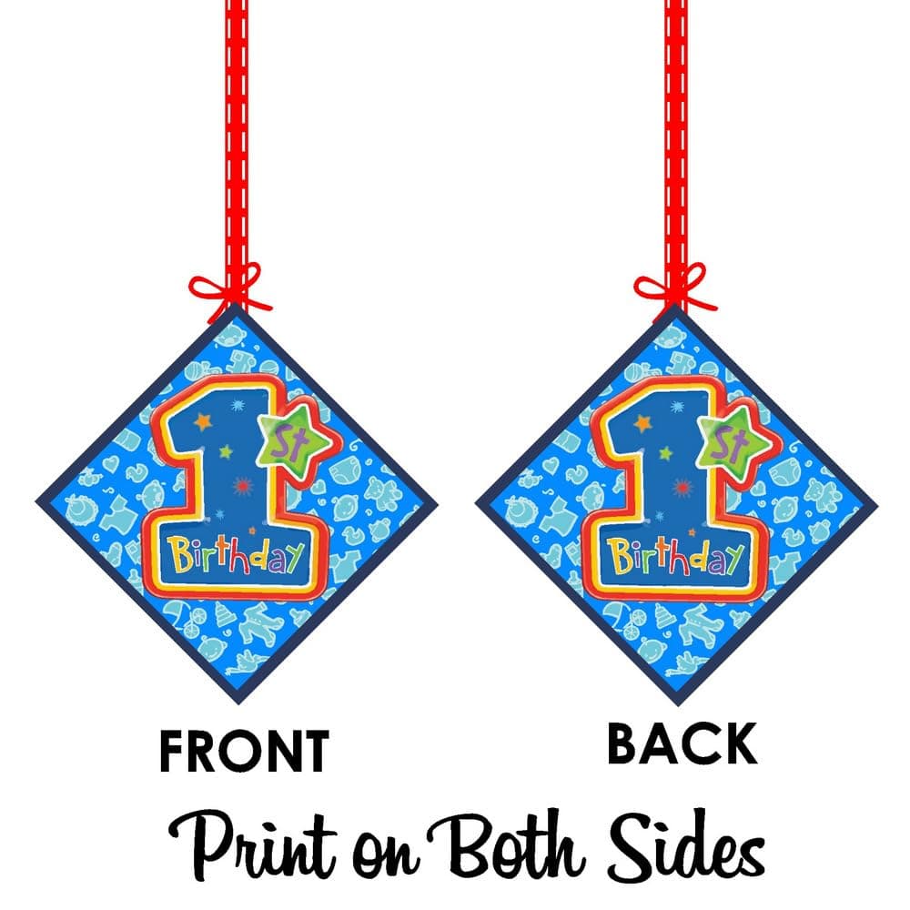 Balloonistics Boy 1st Birthday Theme Hanging Decorations Double-Sided Cardstock Ceiling Hangings with Ribbons Premium Party Decor (Hangings - Pack of 12) thumbnail 8