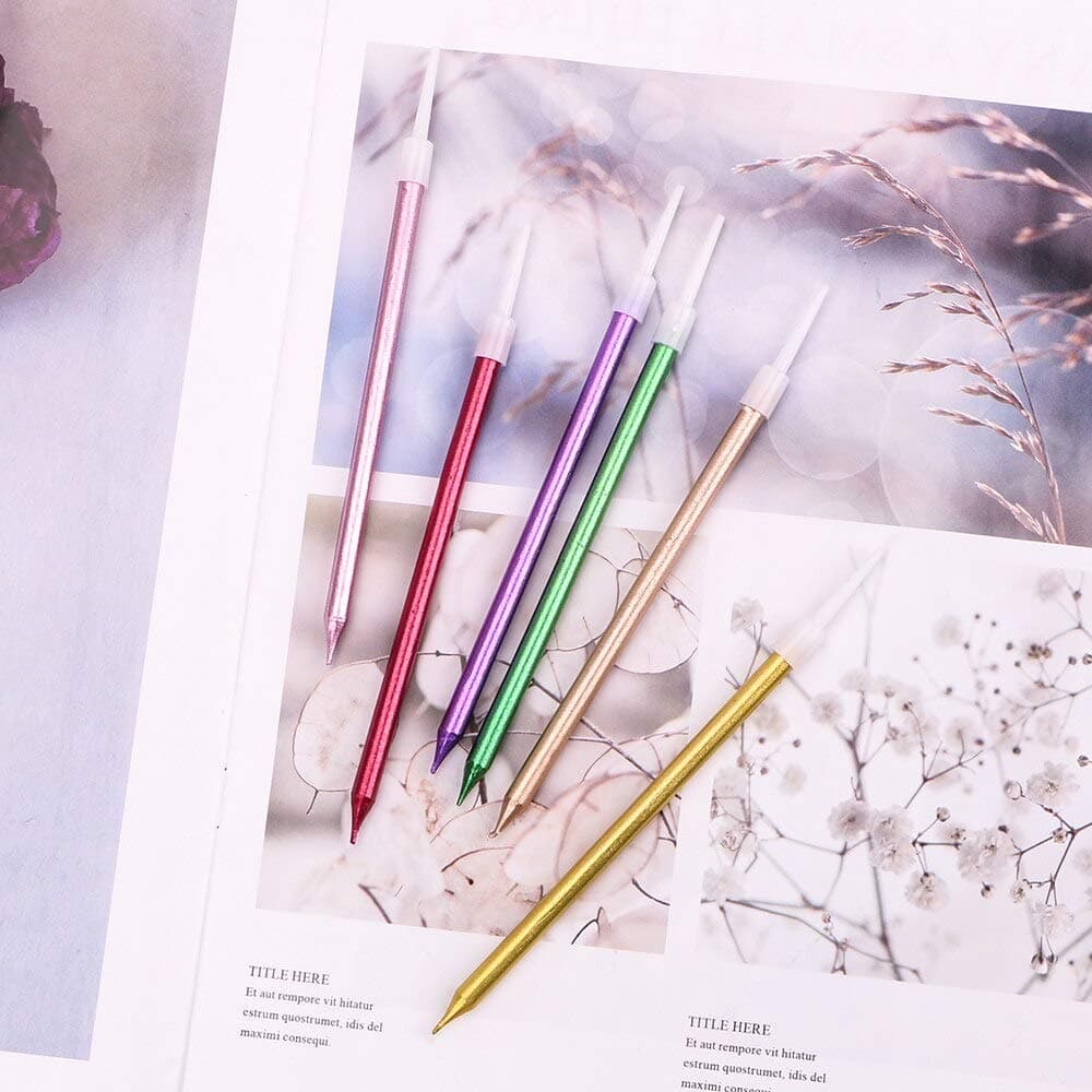 Balloonistics Gold Long Stick Metallic Cake Candles – Sparkly Gold Slim Pencil Candles for Birthday, Wedding, Anniversary & Celebration Cake Decoration (Gold, Pack of 6) thumbnail 7