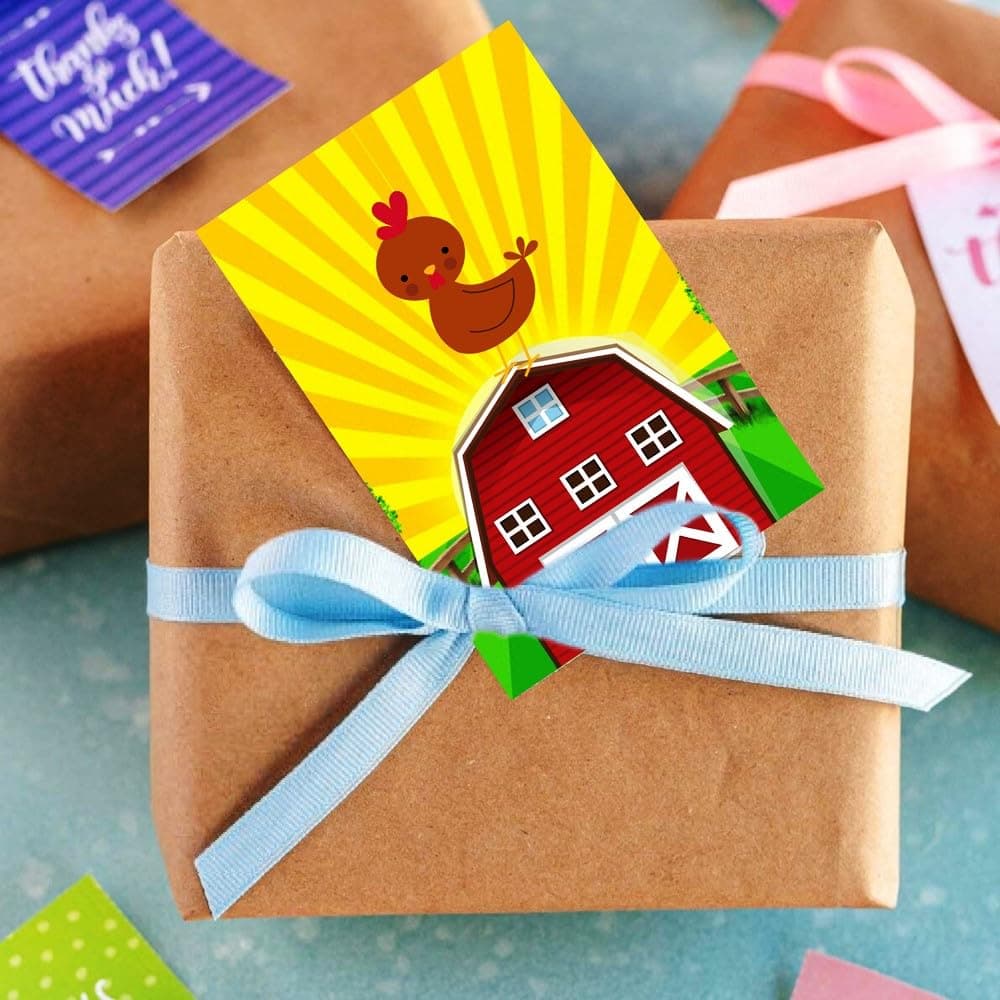 Balloonistics Farm Theme Birthday Invitation Cards with Envelopes - Pack of 10 Barnyard Party Invites - Premium Cardstock Double-Sided "Join the Herd" Invitations, Rustic Red Tractor & Cow Birthday Supplies (Invite Cards - Pack of 10) thumbnail 3