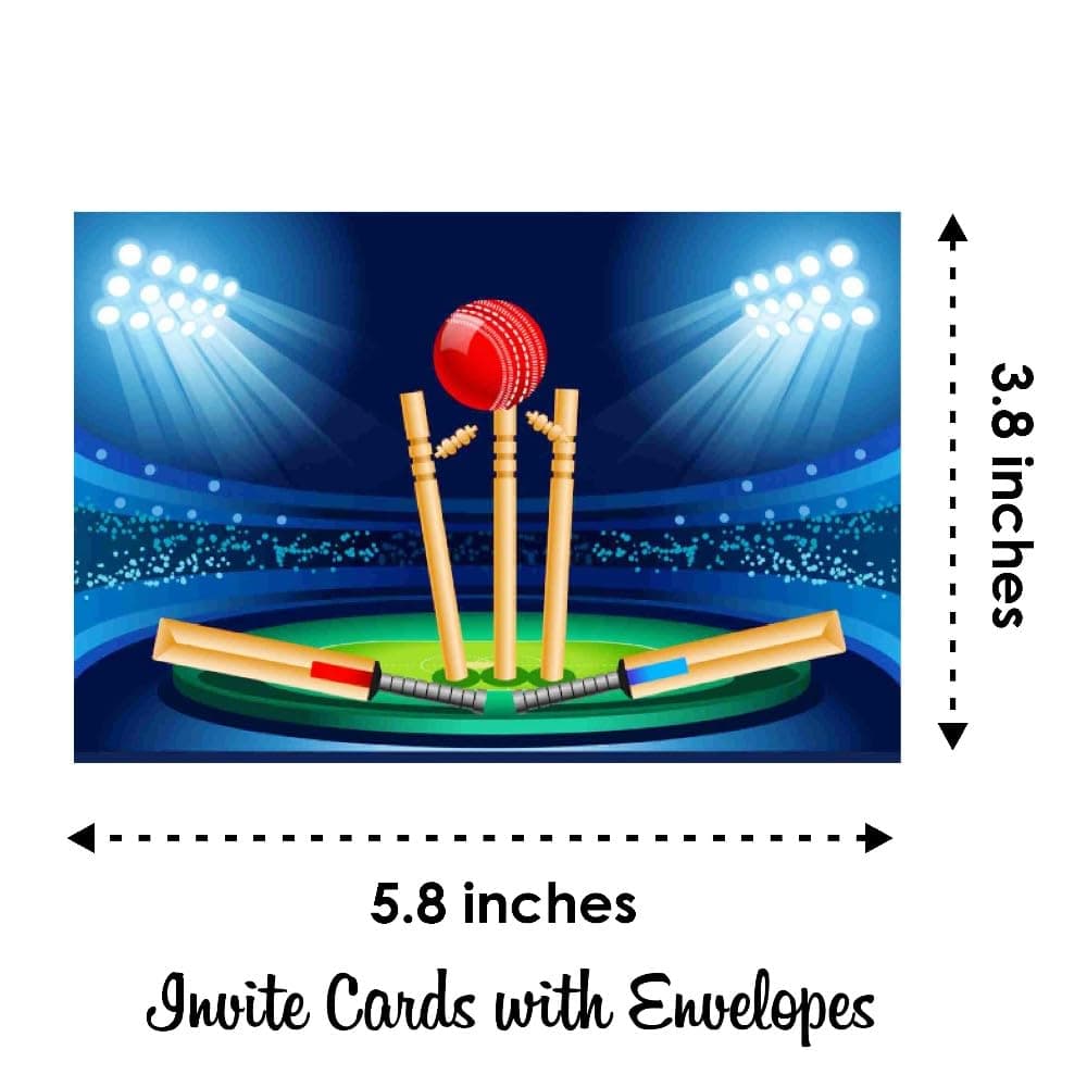 Balloonistics Cricket Theme Invitation Cards Premium Cardstock Invites Double-Sided Print Sporty Cricket Party Supplies for Kids Birthday (Invite Cards - Pack of 10) thumbnail 6