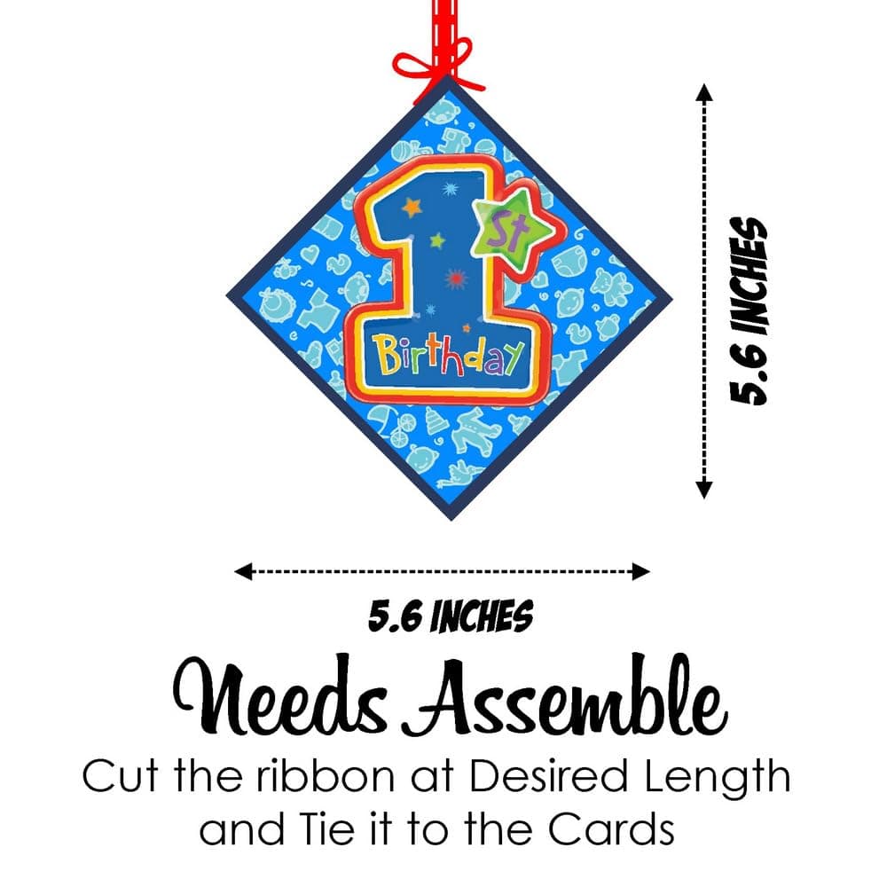 Balloonistics Boy 1st Birthday Theme Hanging Decorations Double-Sided Cardstock Ceiling Hangings with Ribbons Premium Party Decor (Hangings - Pack of 12) thumbnail 7