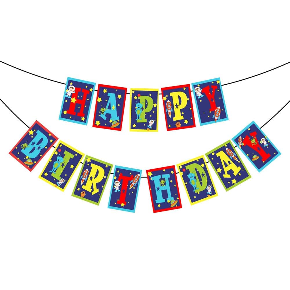 Balloonistics Space Theme Birthday Banner – Outer Space Party Decoration for Kids' Birthdays thumbnail 2