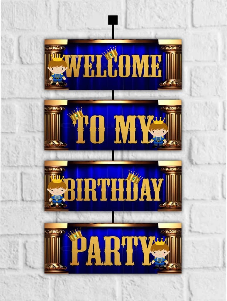 Balloonistics Prince Theme Welcome Board 2.3 Feet Welcome Sign for Indoor & Outdoor Premium Cardstock Poster for Boys, Kids Party Supplies (Welcome Outdoor Board) thumbnail 1