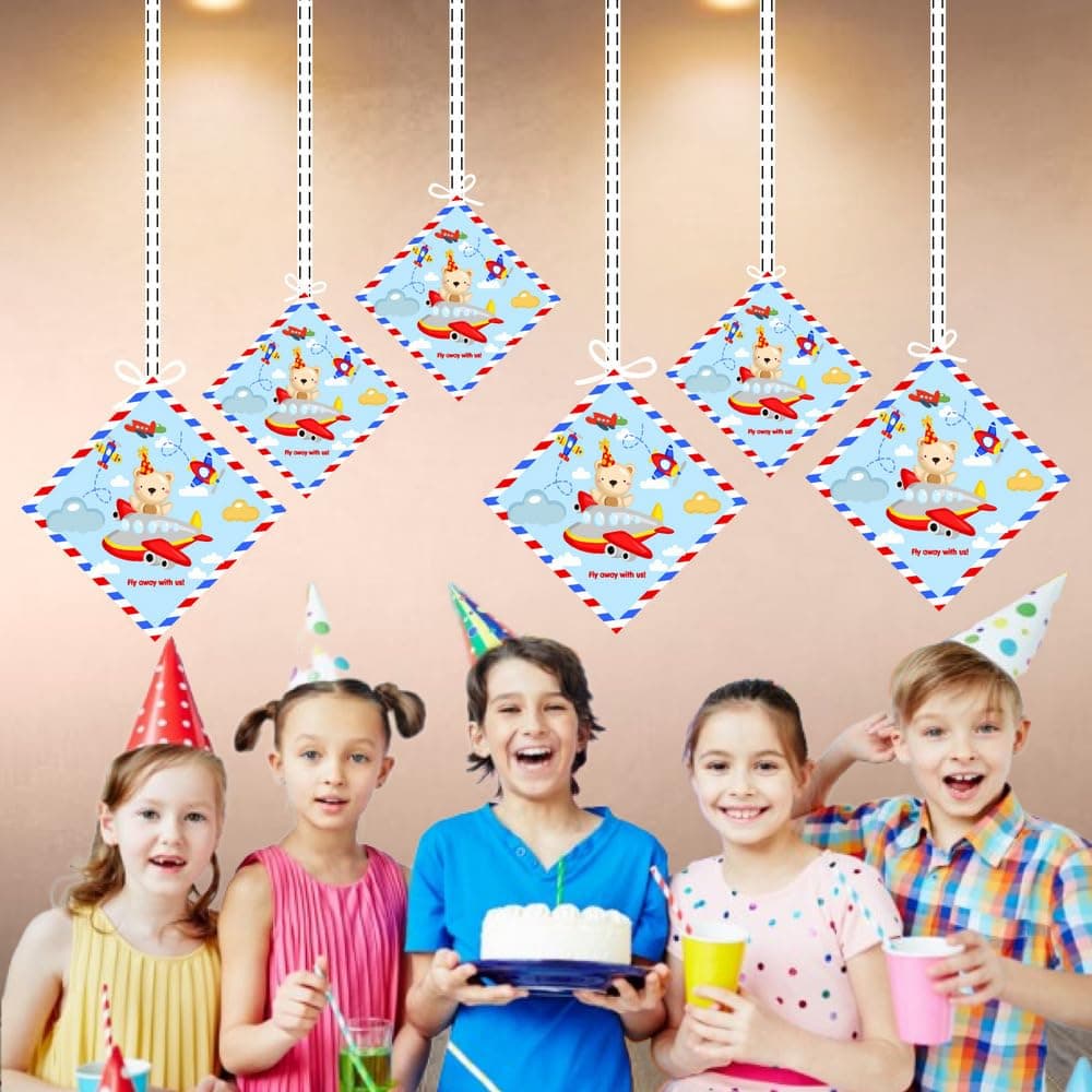 Aeroplane Hanging Decorations Double-Sided Cardstock Airplane Ornaments for Birthday Parties Pilot & Aviation Theme Ceiling Decor with Ribbons(Hangings - Pack of 12) thumbnail 4