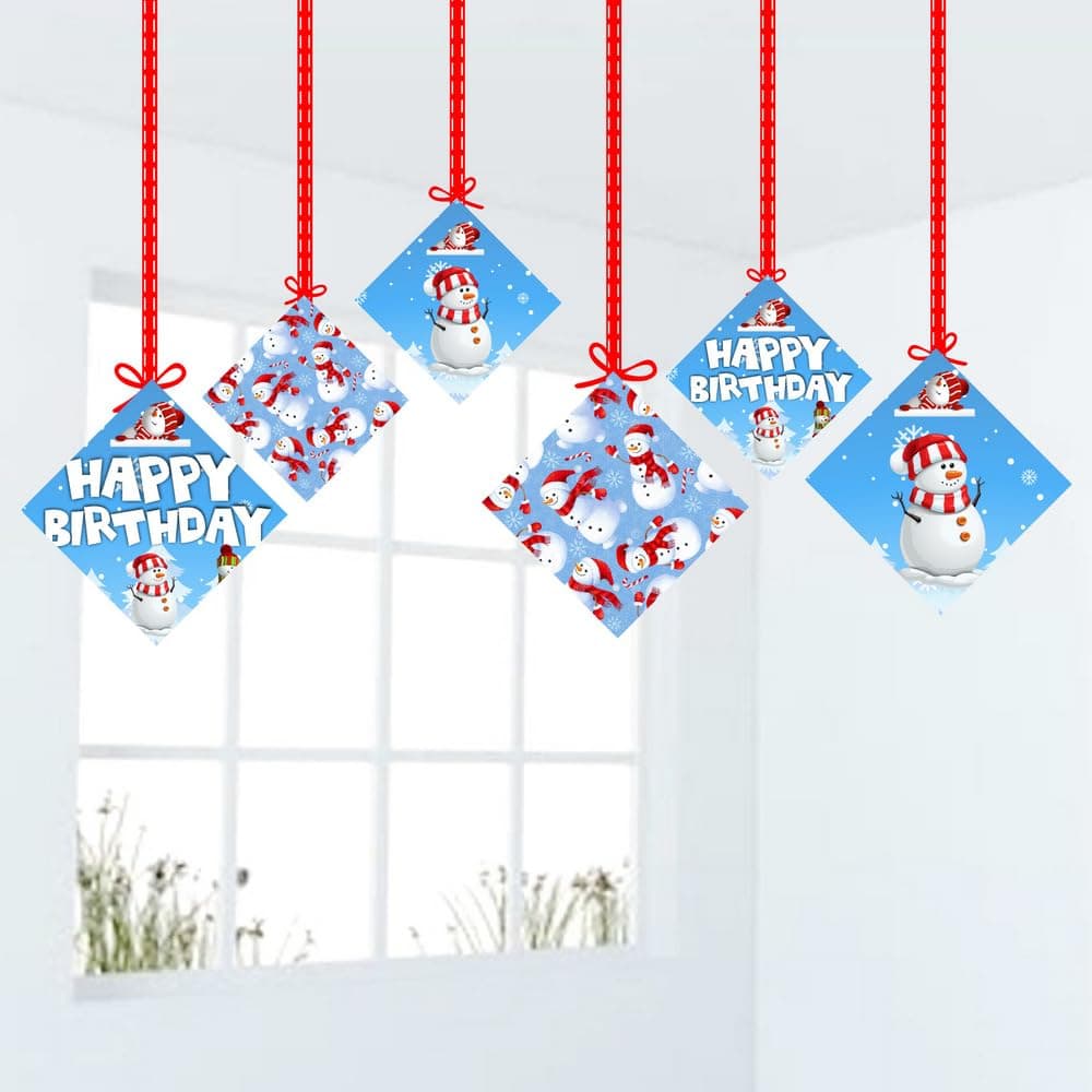 Balloonistics Snowman Theme Hanging Swirls - Pack of 12 Double-Sided Cardstock Streamers - Winter Wonderland Birthday Decorations, Frosty Snowman Ceiling Decor, Holiday Season Party Hangers (Hangings - Pack of 12) thumbnail 1