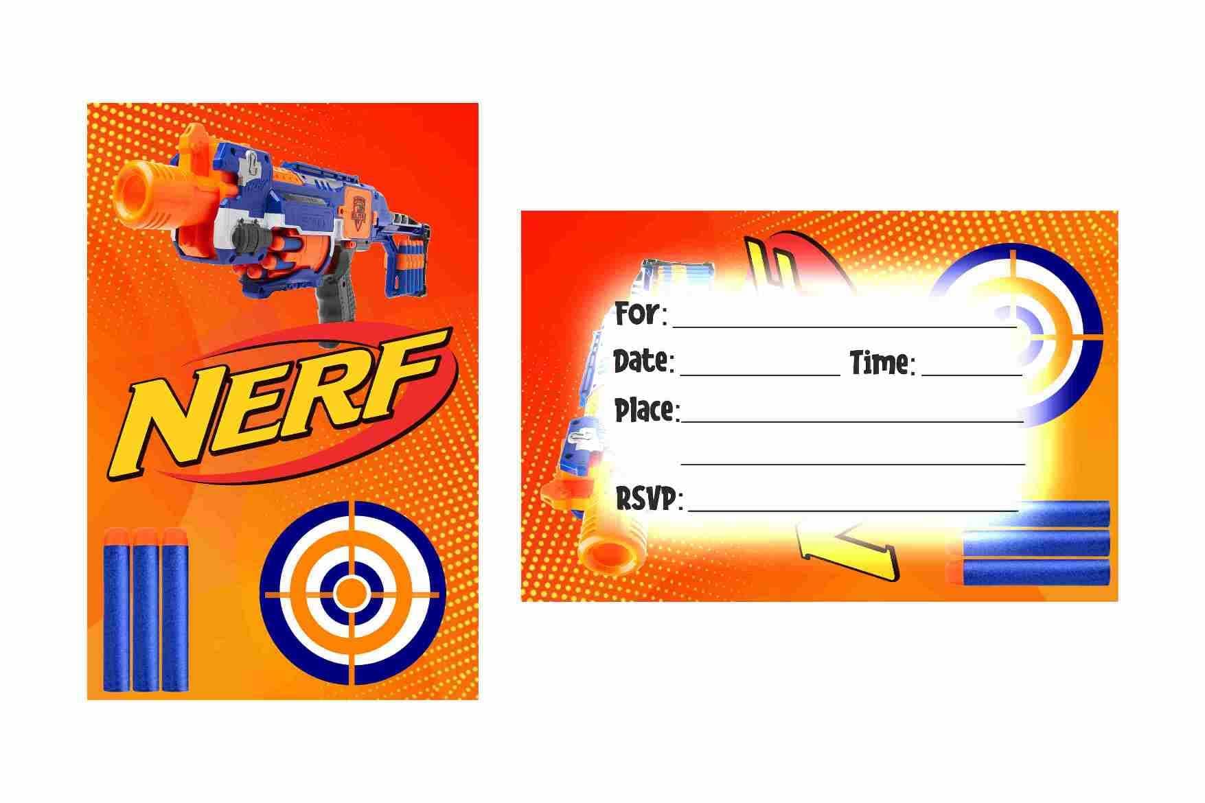 NERF Theme Birthday Invitation Cards - Pack of 10 "Battle Call" Invites - Blue & Orange Tactical Dart War Party Stationery, "Report for Duty" Birthday Invites (Invite Cards - Pack of 10) thumbnail 1