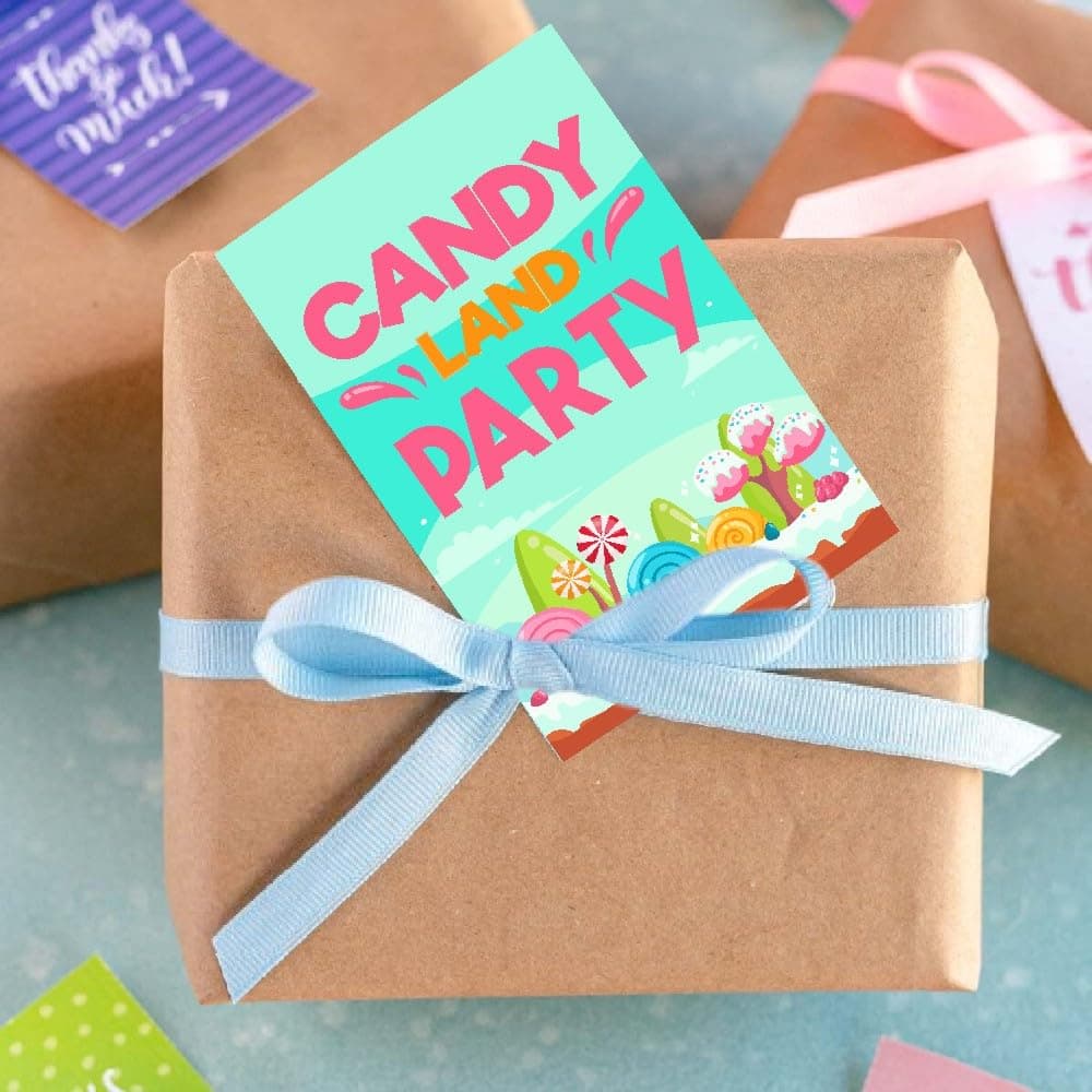 Balloonistics Candy Theme Birthday Invitation Cards - Pack of 10 Double-Sided Cardstock Invites with Envelopes - Sweet One, Candyland, and Lollipop Party Stationery for Kids, Fill-In Style (Invite Cards - Pack of 10) thumbnail 3