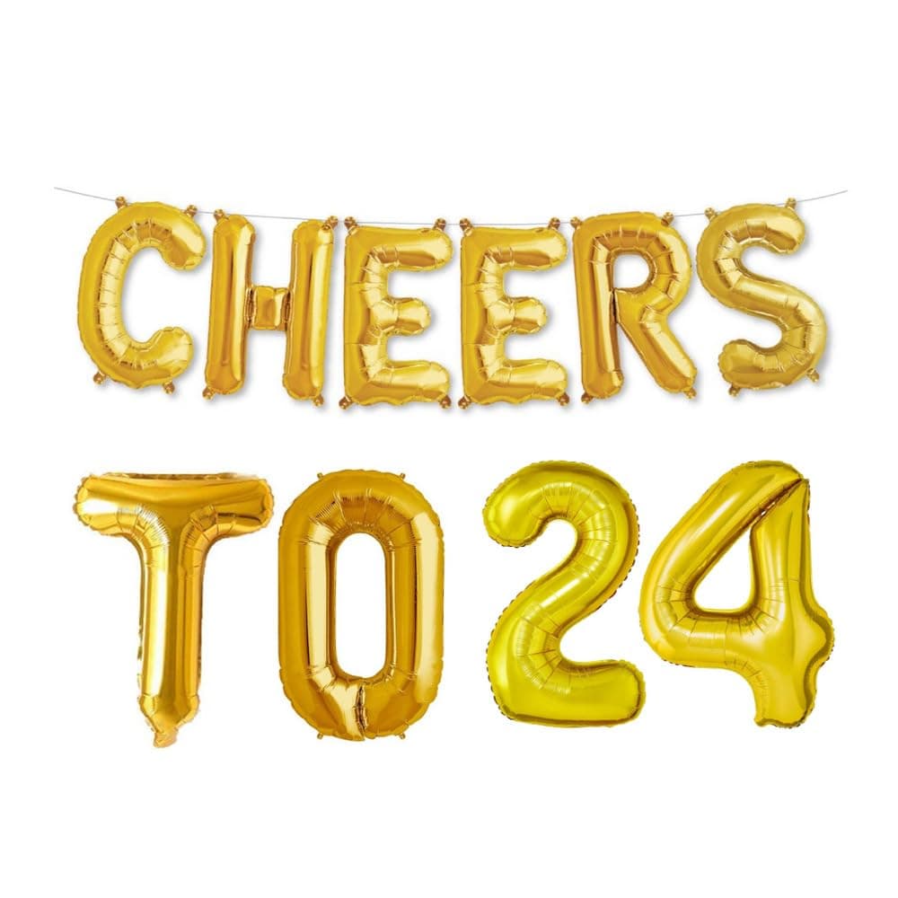 Balloonistics Cheers to Twenty Four Foil Balloon Combo – “Cheers to 24” & Number 24 Foil Balloon Set for 24th Birthday & Anniversary Party Decorations thumbnail 1