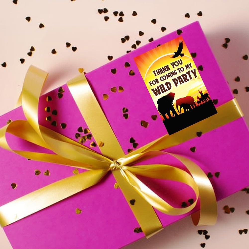 African Safari Theme 20 Pack Thank You Cards Jungle Animal Theme Party Supplies for Kids Multicolor African Zoo Birthday Favors thumbnail 7