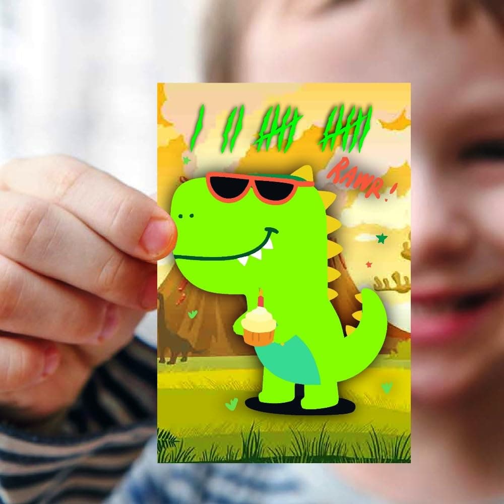 Balloonistics Dinosaur Theme Birthday Invitation Cards Premium Double-Sided Cardstock Dino Theme Invites Roar Party for Kids Birthday (Invite Cards - Pack of 10) thumbnail 2