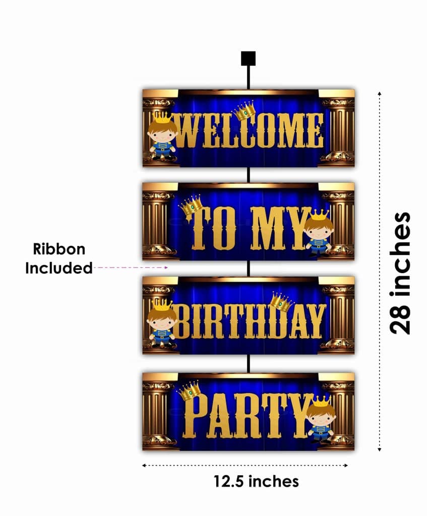 Balloonistics Prince Theme Welcome Board 2.3 Feet Welcome Sign for Indoor & Outdoor Premium Cardstock Poster for Boys, Kids Party Supplies (Welcome Outdoor Board) thumbnail 2