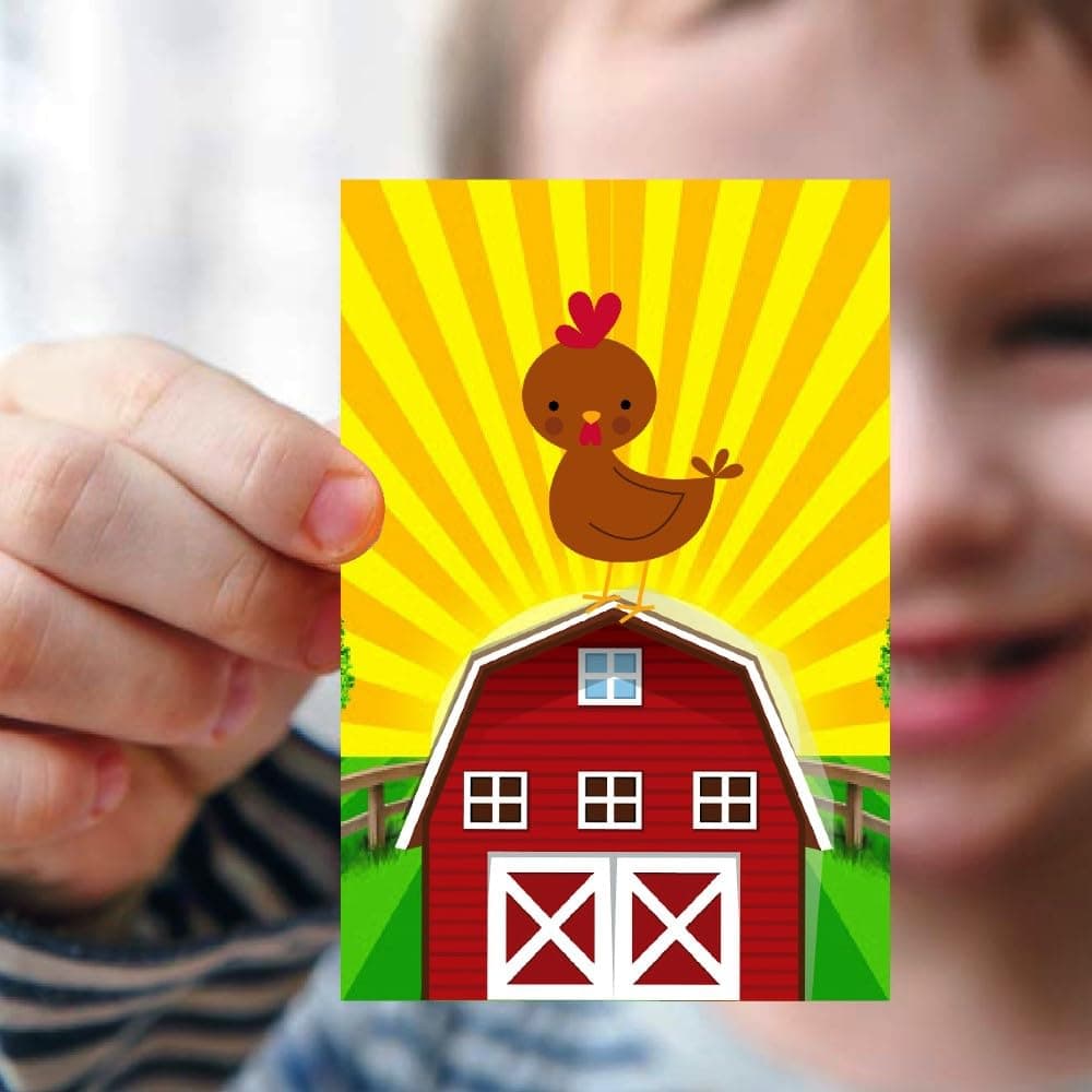 Balloonistics Farm Theme Birthday Invitation Cards with Envelopes - Pack of 10 Barnyard Party Invites - Premium Cardstock Double-Sided "Join the Herd" Invitations, Rustic Red Tractor & Cow Birthday Supplies (Invite Cards - Pack of 10) thumbnail 2