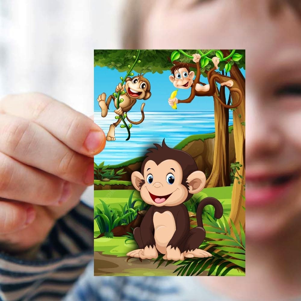 Balloonistics Monkey Theme Birthday Invitation Cards - Pack of 10 Double-Sided Jungle Safari Invites with Envelopes - Premium Cardstock Stationery, Cute Animal Party Supplies for Boys & Girls (Invite Cards - Pack of 10) thumbnail 2