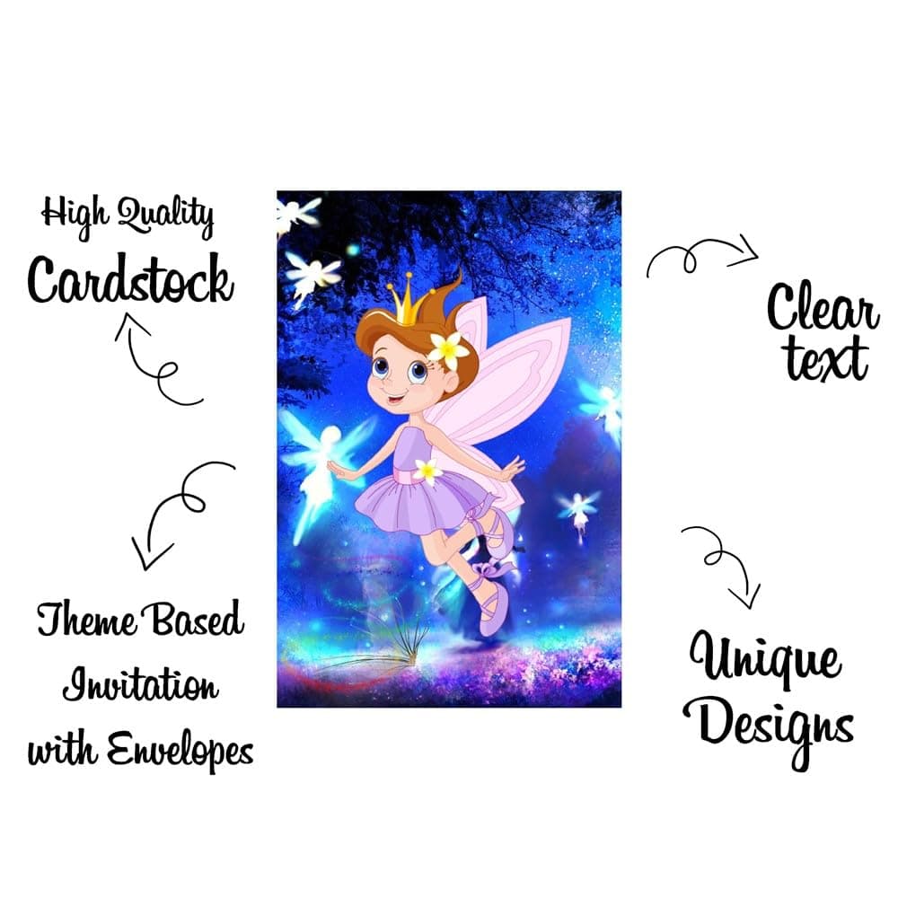 Balloonistics Fairy Theme Birthday Invitation Cards - Pack of 10 Enchanted Forest Party Invites - Premium Cardstock "A Magical Celebration" Fill-in Invitations, Whimsical Floral & Pixie Dust Birthday Supplies (Invite Cards - Pack of 10) thumbnail 5