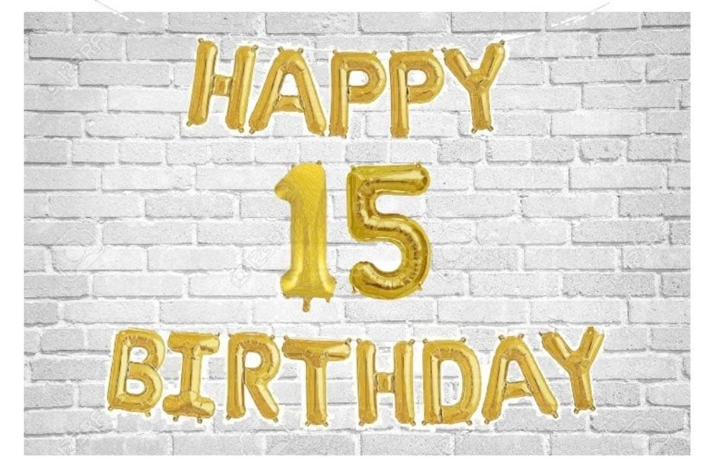 Balloonistics Happy Birthday Letter Golden Foil Balloons and Number Golden Foil Balloon for Party Decoration (Number 15) thumbnail 1