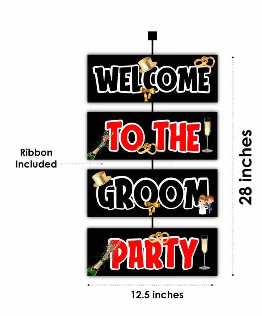 Balloonistics Groom to Be Welcome Board - 2.3 Ft Large Bachelor Party Entryway Sign - Premium Cardstock Tuxedo & Dapper Theme Outdoor Decoration with Ribbons, Engagement & Wedding Celebration Backdrop (Welcome Outdoor Board) thumbnail 2