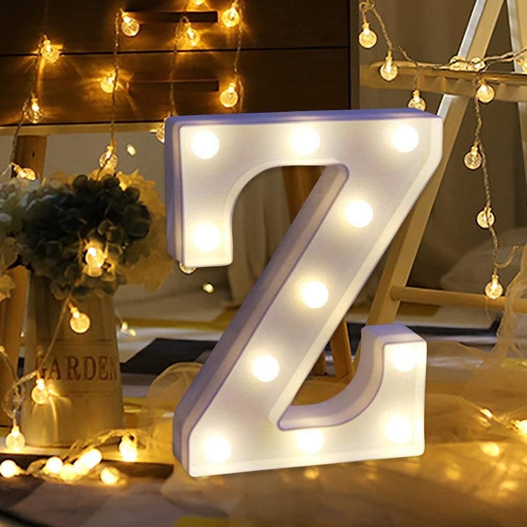 Balloonistics LED Marquee Letter 'Z' Light | 9-Inch Warm White Glow | Cordless Battery-Operated Standing Alphabet Sign for Birthdays, Weddings, Nurseries & Personalised Home Décor thumbnail 1