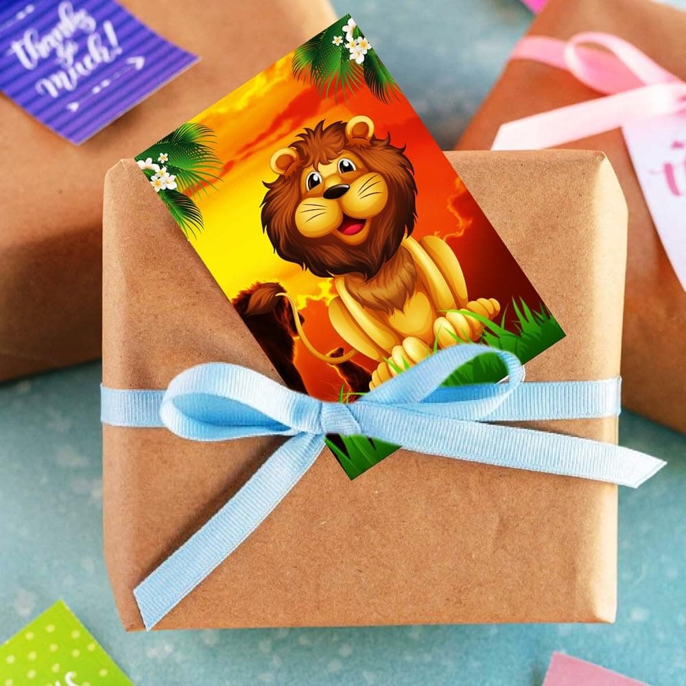 Balloonistics Lion Theme Birthday Invitation Cards - Pack of 20 Roaring Jungle Safari Party Invites - Premium Cardstock "King of the Jungle" Fill-in Invitations, Wild One & Zoo Theme Birthday Supplies (Invite Cards - Pack of 10) thumbnail 3
