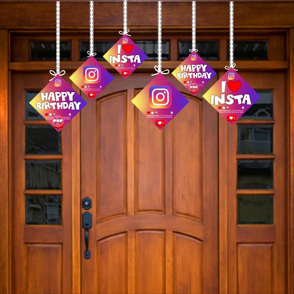 Balloonistics Insta Queen Theme Birthday Hanging Decorations - Pack of 12 Double-Sided Cardstock Ceiling Swirls & Wall Hangings - Social Media & Influencer Style Party Decor for Girls & Teens (Hangings - Pack of 12) thumbnail 3