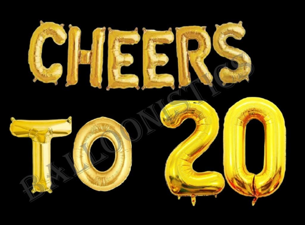 Balloonistics Cheers to Twenty Foil Balloon Combo – “Cheers to 20” & Number 20 Foil Balloon Set for 20th Birthday & Second Decade Milestone Party Decorations thumbnail 2