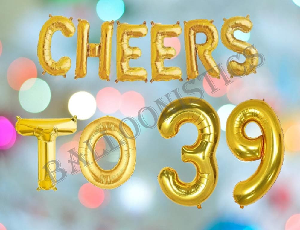 Balloonistics Cheers to Thirty Nine Foil Balloon Combo – “Cheers to 39” & Number 39 Foil Balloon Set for 39th Birthday & Last Year of Thirties Party Decorations thumbnail 3