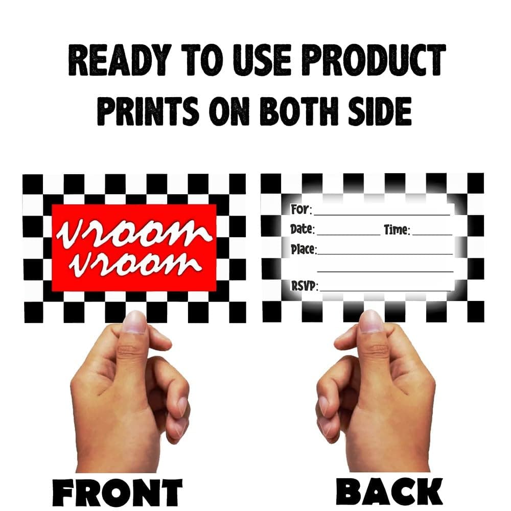 Balloonistics Formula 1 Theme Birthday Invitations Racing Theme Cards Double-Sided Cardstock Party Invites for Kids Birthdays (Invite Cards - Pack of 10) thumbnail 4