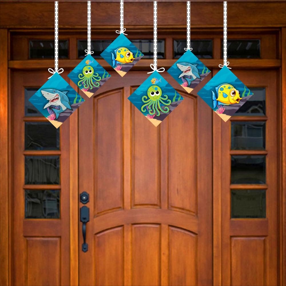 Balloonistics Ocean Underwater Theme Birthday Hanging Decorations Double-Sided Cardstock Cutouts Ocean Life Theme Party Decor for Kids (Hangings - Pack of 12) thumbnail 3