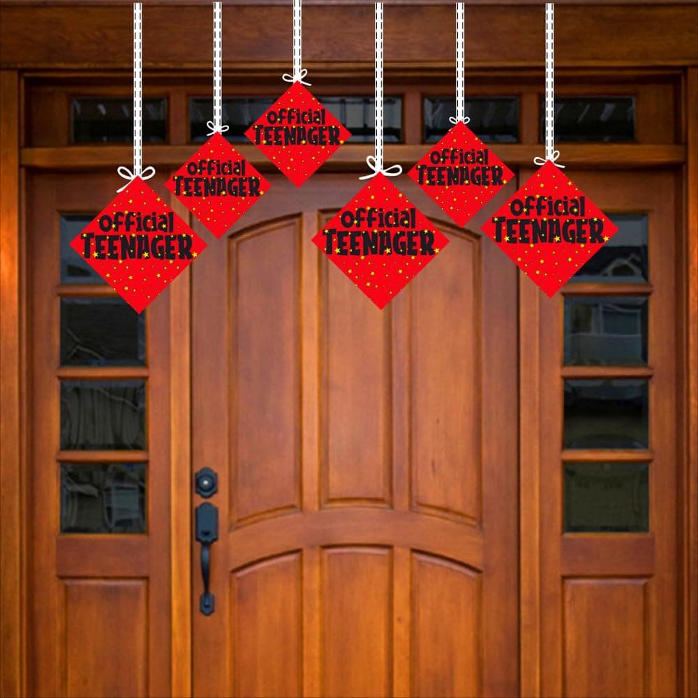 Balloonistics Official Teenager Hanging Decorations - Pack of 12 Double-Sided Cardstock 13th Birthday Ornaments with Ribbons - Premium Milestone Party Bunting & Wall Decor for Boys & Girls thumbnail 3