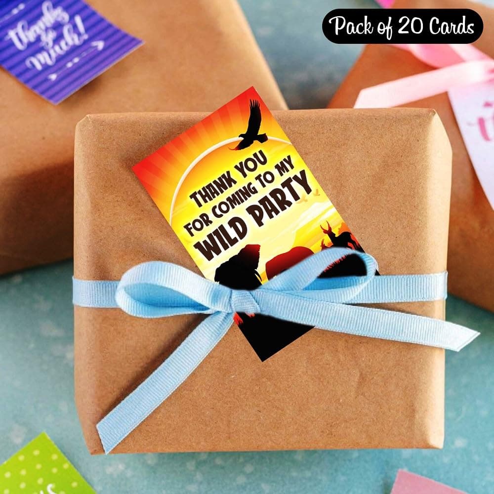 African Safari Theme 20 Pack Thank You Cards Jungle Animal Theme Party Supplies for Kids Multicolor African Zoo Birthday Favors thumbnail 3