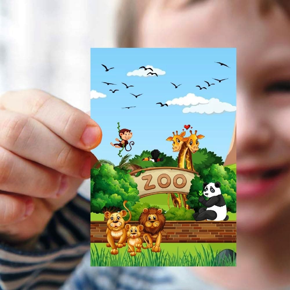 Balloonistics Zoo Theme Birthday Invitations - Pack of 10 Premium Matte Fill-In Cards - Lion, Giraffe & Zebra Jungle Safari Party Invites (Invite Cards - Pack of 10) thumbnail 2
