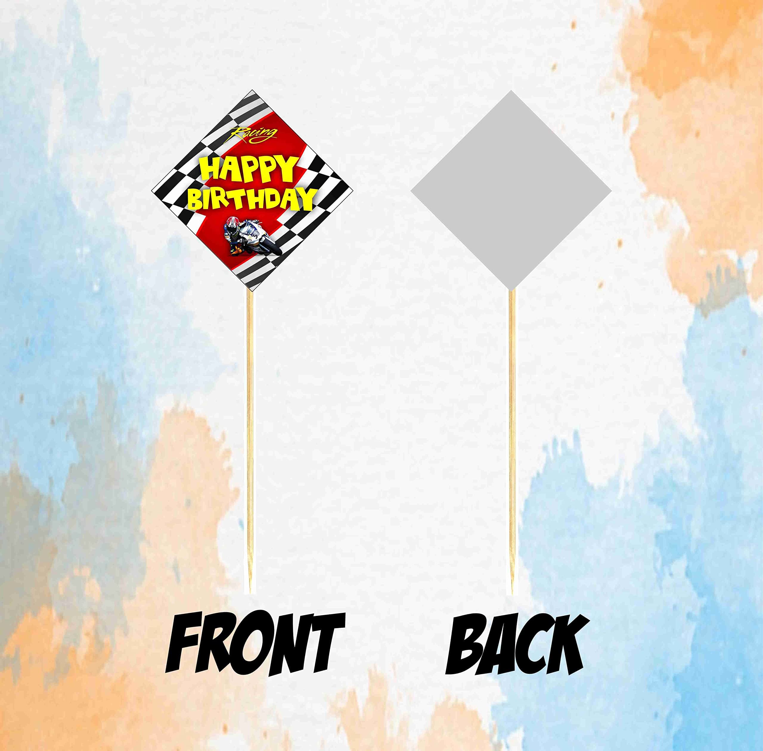 Balloonistics Sports Bike Happy Birthday Cake Toppers - Pack of 10 Double-Sided Cardstock Treat Picks - Superbike & Motorcycle Racing Party Decorations - Fast One & Two Fast Cake Decor - Includes Food-Safe Sticks (Cake Topper - Pack of 10) thumbnail 4